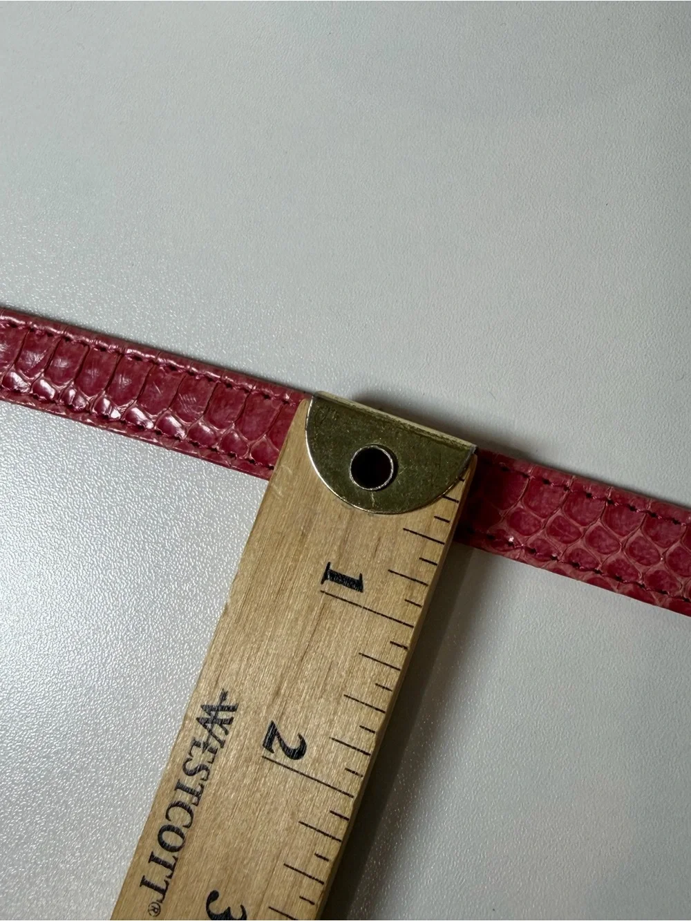 Carolina Herrera Medium Rose Snakeskin-Texture Genuine Leather Belt Gold Hardwar